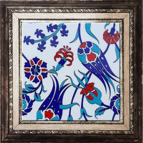 Armada Çini SP 105 Lale Çiçek Desen Kütahya İznik Çini 20x20 cm Pano