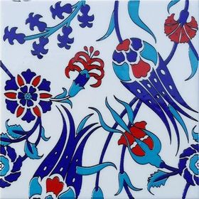 Armada Çini SP 105 Lale Çiçek Desen Kütahya İznik Çini 20x20 cm Pano