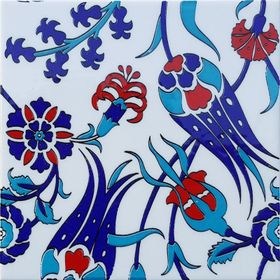 Armada Çini SP 105 Lale Çiçek Desen Kütahya İznik Çini 20x20 cm Pano