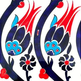 Armada Çini SP 77 20x20 cm Kütahya Çinisi İznik Lale Desen Çini Karo