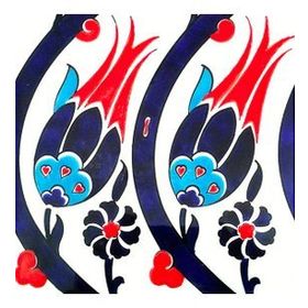 Armada Çini SP 77 20x20 cm Kütahya Çinisi İznik Lale Desen Çini Karo