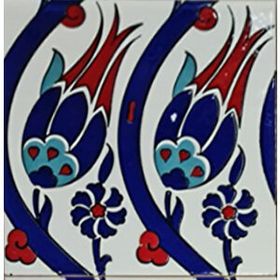 Armada Çini SP 77 20x20 cm Kütahya Çinisi İznik Lale Desen Çini Karo