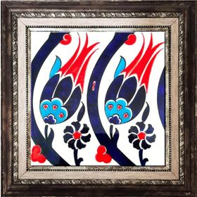 Armada Çini SP 77 Kütahya Çinisi İznik Lale Desenli Çini 20x20 cm Pano