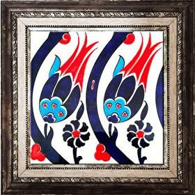 Armada Çini SP 77 Kütahya Çinisi İznik Lale Desenli Çini 20x20 cm Pano
