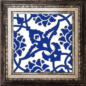 Armada Çini SP 83 20x20 cm Kobalt Beyaz İznik Rumi Desenli Çini Karo