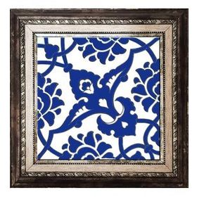 Armada Çini SP 83 20x20 cm Kobalt Beyaz İznik Rumi Desenli Çini Karo