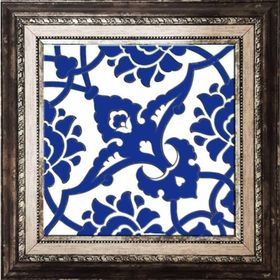 Armada Çini SP 83 20x20 cm Kobalt Beyaz İznik Rumi Desenli Çini Karo