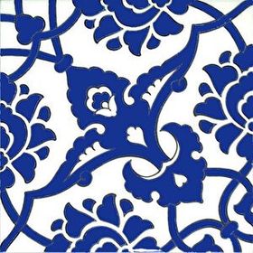 Armada Çini SP 83 20x20 cm Kobalt Beyaz İznik Rumi Desenli Çini Karo
