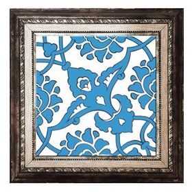 Armada Çini SP 83 Mavi Beyaz Desenli İznik Rumi Kütahya Çini 20x20 cm Pano