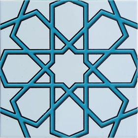 Armada Çini SP 89-V 20x20 cm Turkuaz Beyaz Türkmen Yıldızı Çini Karo