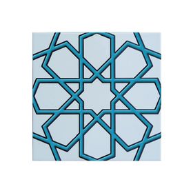 Armada Çini SP 89-V 20x20 cm Turkuaz Beyaz Türkmen Yıldızı Çini Karo
