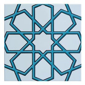 Armada Çini SP 89-V 20x20 cm Turkuaz Beyaz Türkmen Yıldızı Çini Karo