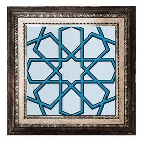 Armada Çini SP 89-V 20x20 cm Turkuaz Beyaz Türkmen Yıldızı Çini Karo