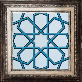 Armada Çini SP 89-V 20x20 cm Turkuaz Beyaz Türkmen Yıldızı Çini Karo