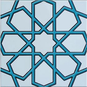 Armada Çini SP 89-V 20x20 cm Turkuaz Beyaz Türkmen Yıldızı Çini Karo