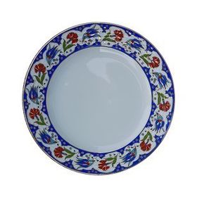 Armada PRT 60x25 cm Lacivert Altın Yaldızlı Lale Karanfil Kaligrafi Çini Tabak