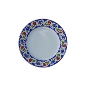 Armada PRT 60x25 cm Lacivert Altın Yaldızlı Lale Karanfil Kaligrafi Çini Tabak