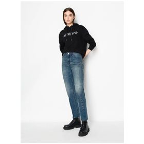 Armani Exchange 6RYM95 Siyah Kapüşon Yaka Baskılı Kadın Sweatshirt