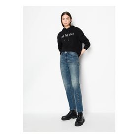 Armani Exchange 6RYM95 Siyah Kapüşon Yaka Baskılı Kadın Sweatshirt
