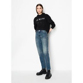 Armani Exchange 6RYM95 Siyah Kapüşon Yaka Baskılı Kadın Sweatshirt