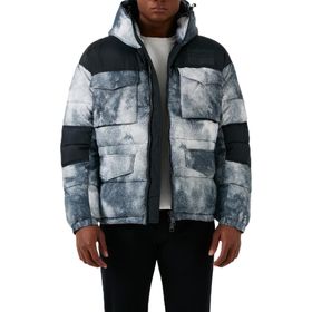 Armani Exchange 6RZK30 ZNKRZ 21CS Beyaz Lacivert Desenli Kapüşonlu Dolgulu Şişme Erkek Mont