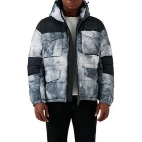 Armani Exchange 6RZK30 ZNKRZ 21CS Beyaz Lacivert Desenli Kapüşonlu Dolgulu Şişme Erkek Mont