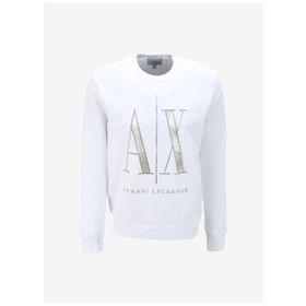 Armani Exchange 8NZMPQ 1100 Beyaz Bisiklet Yaka Erkek Sweatshirt