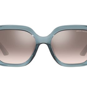 Armani Exchange AX4125SU Parlak Şeffaf Gök Mavisi Şeffaf Gradyan Mavi Aynalı Gümüş Universal Fit Dikdörtgen Kadın Güneş Gözlüğü