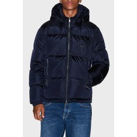 Armani Exchange XM000348 AF12286 UB101 Lacivert Desenli Kapüşonlu Dolgulu Şişme Erkek Mont