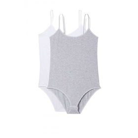 Armin Loretta 2 Adet İp Askılı Kadın Çıtçıtlı Body Beyaz ve Gri