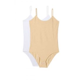 Armin Loretta 2 Adet İp Askılı Kadın Çıtçıtlı Body Beyaz ve Ten