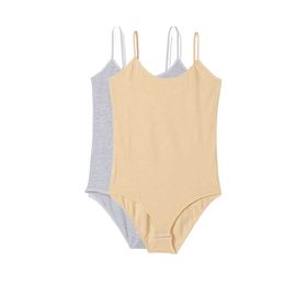 Armin Loretta 2 Adet İp Askılı Kadın Çıtçıtlı Body Gri ve Ten