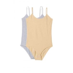 Armin Loretta 2 Adet İp Askılı Kadın Çıtçıtlı Body Gri ve Ten