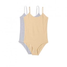 Armin Loretta 2 Adet İp Askılı Kadın Çıtçıtlı Body Gri ve Ten