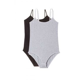 Armin Loretta 2 Adet İp Askılı Kadın Çıtçıtlı Body Siyah ve Gri