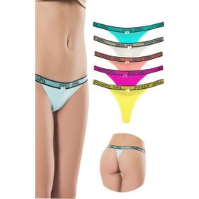 Armin Loretta 5 Adet Beli Yazılı String Külot Pamuk Kadın Tanga