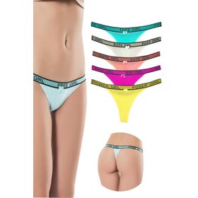 Armin Loretta 5 Adet Beli Yazılı String Külot Pamuk Kadın Tanga