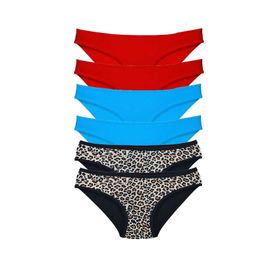 Armin Loretta Leopar Kırmızı Mavi Likralı 6 Adet Kadın Slip Külot