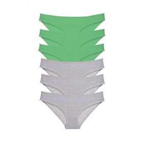 Armin Loretta Likralı Yeşil Gri 6 Adet Kadın Slip Külot