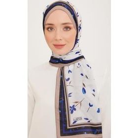 Armine 10008-05 Lacivert Karma Çiçek Desen Trend Şal