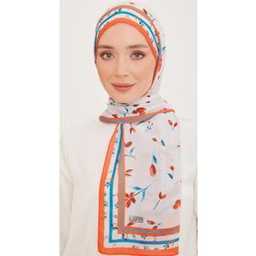 Armine 10008-06 Turuncu Karma Çiçek Desen Trend Şal