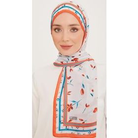 Armine 10008-06 Turuncu Karma Çiçek Desen Trend Şal
