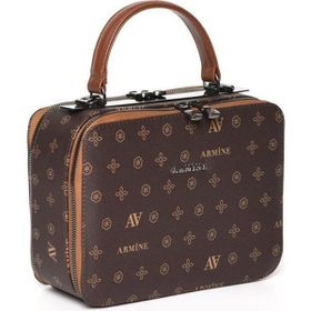 Armine 122 Baskılı Omuz Askılı Kahverengi Kadın El Çantası