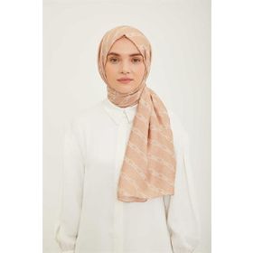 Armine 15-23004 Trend Açık Bej Geometrik Desen Pure Lina Şal