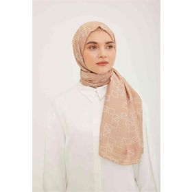 Armine 15-23004 Trend Açık Bej Geometrik Desen Pure Lina Şal