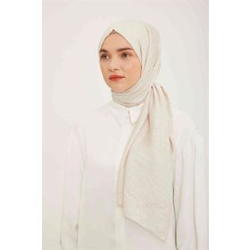 Armine 15-23004 Trend Açık Bej Geometrik Desen Pure Lina Şal