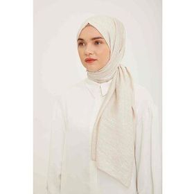 Armine 15-23004 Trend Açık Bej Geometrik Desen Pure Lina Şal