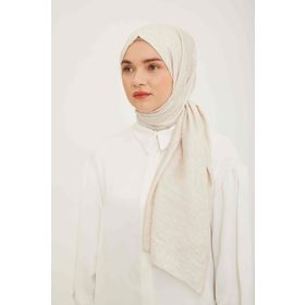 Armine 15-23004 Trend Açık Bej Geometrik Desen Pure Lina Şal