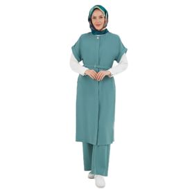 Armine 23YT641 Çağla Kadın Krep Kumaş Yelekli Tesettür Takım