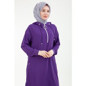 Armine 24YT461 Mor Etek Uçları Yırtmaç Detaylı Kadın Tunik